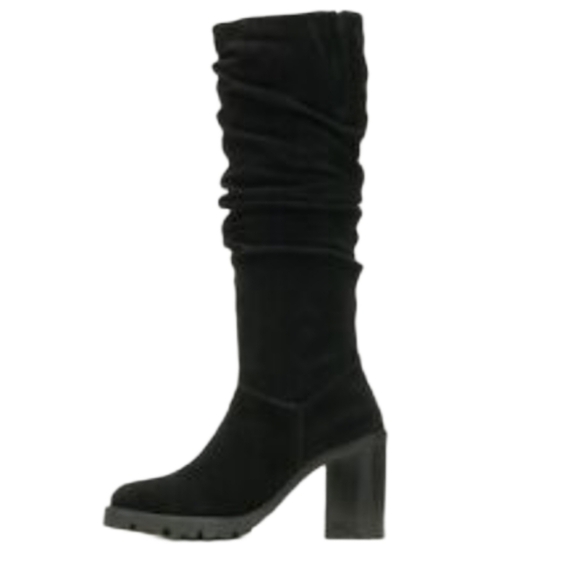 Harley-Davidson suede biker moto boho black block heel tall boots size 10 - Picture 4 of 14